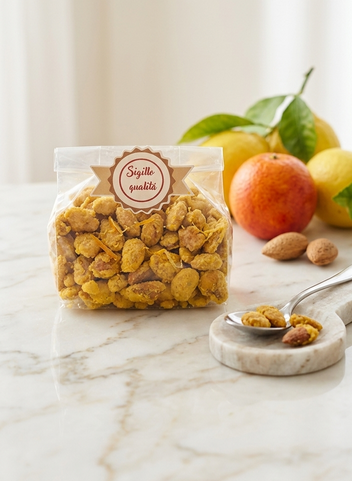 Mandorle caramellate agli agrumi di Sicilia