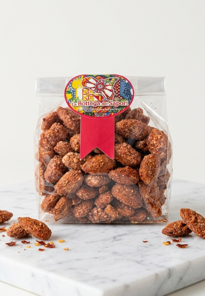 Mandorle caramellate al peperoncino