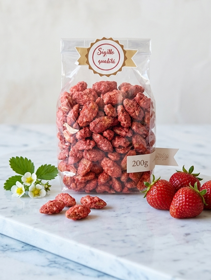 Mandorle caramellate alla fragola